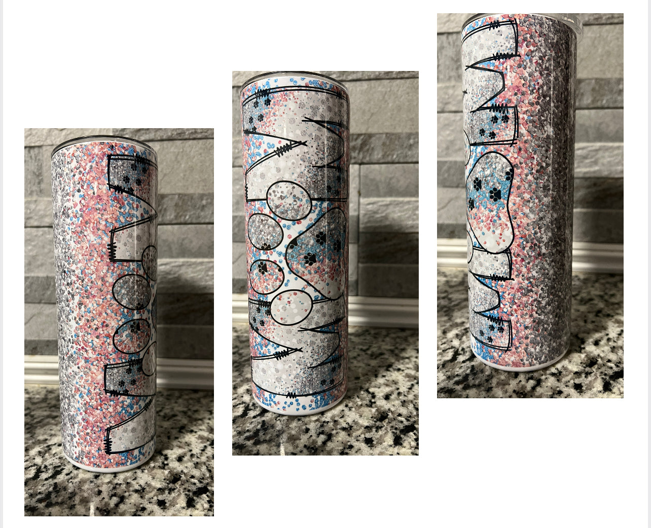 DOG MOM CONFETTI COLORED 20 OZ TUMBLER