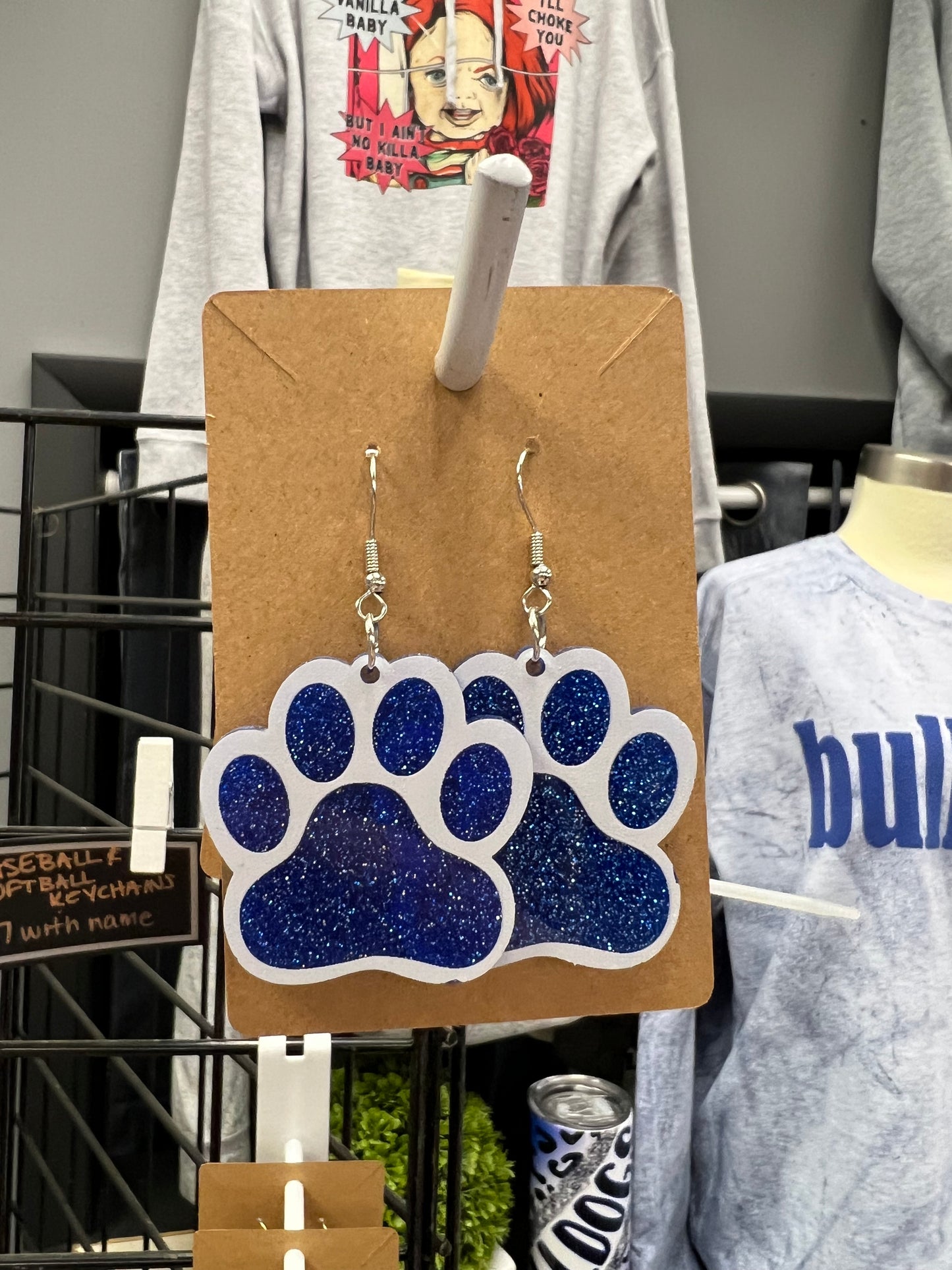BLUE DOG PAW HOOK EARRINGS