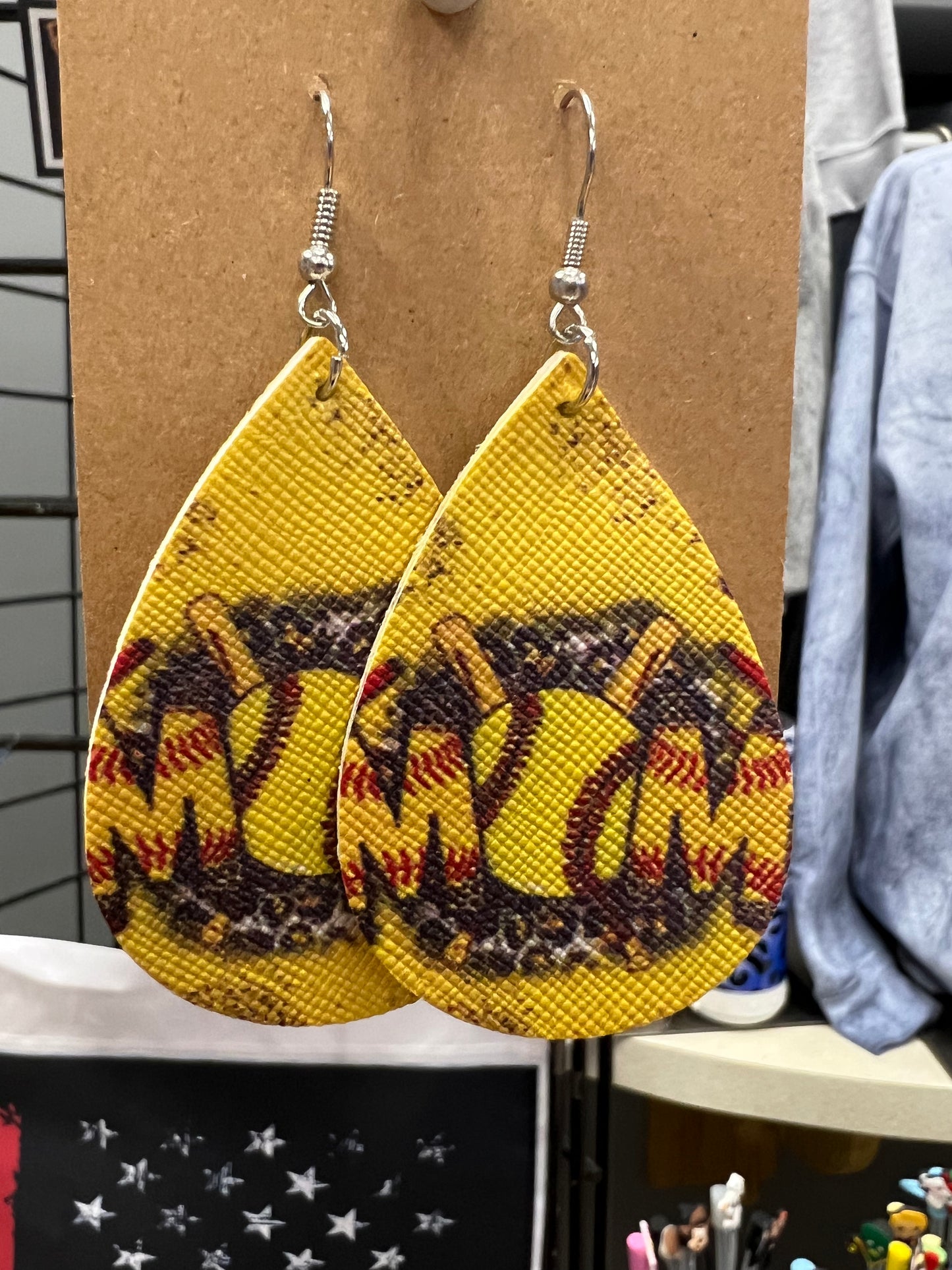 SOFTBALL MOM TEARDROP EARRINGS