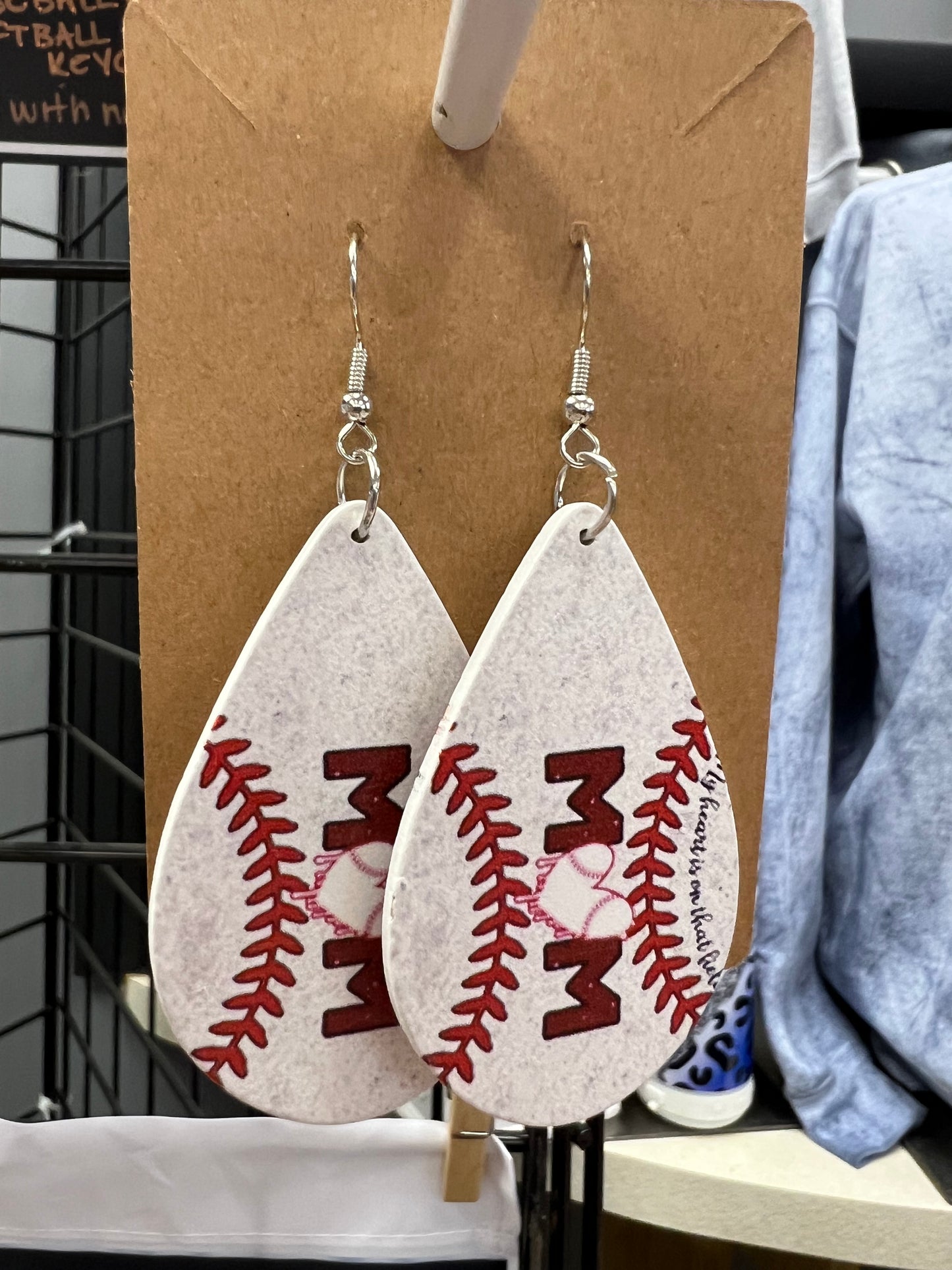 BASEBALL MOM TEARDROP EARRINGS