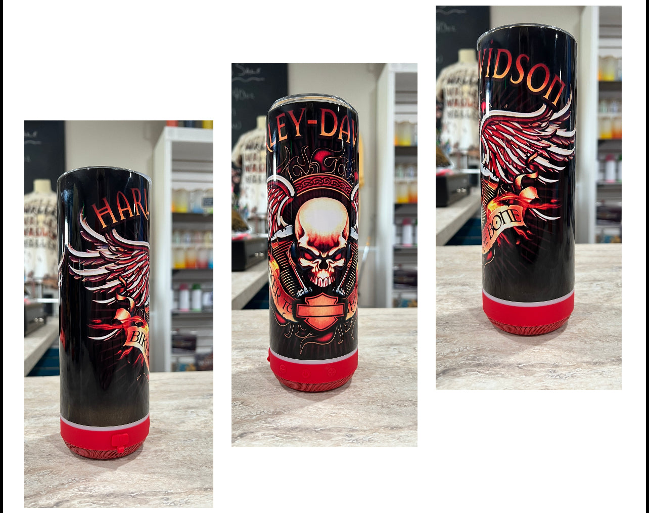 MOTORCYCLE SKULL WINGS BLUETOOTH SPEAKER TUMBLER