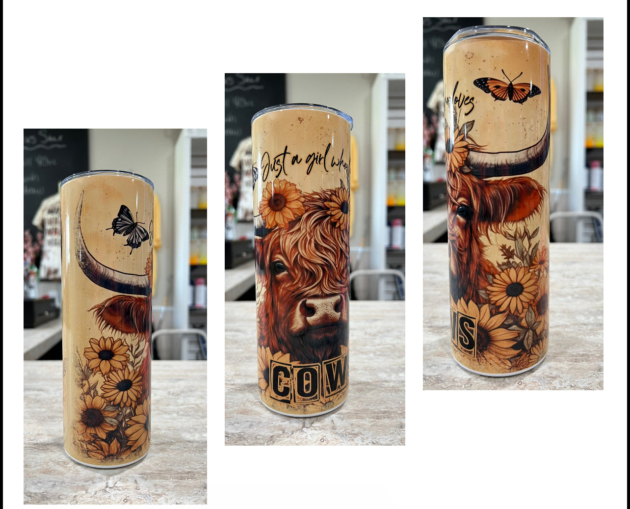 JUST A GIRL WO LOVES COWS HIGHLAND COW 20 OZ TUMBLER