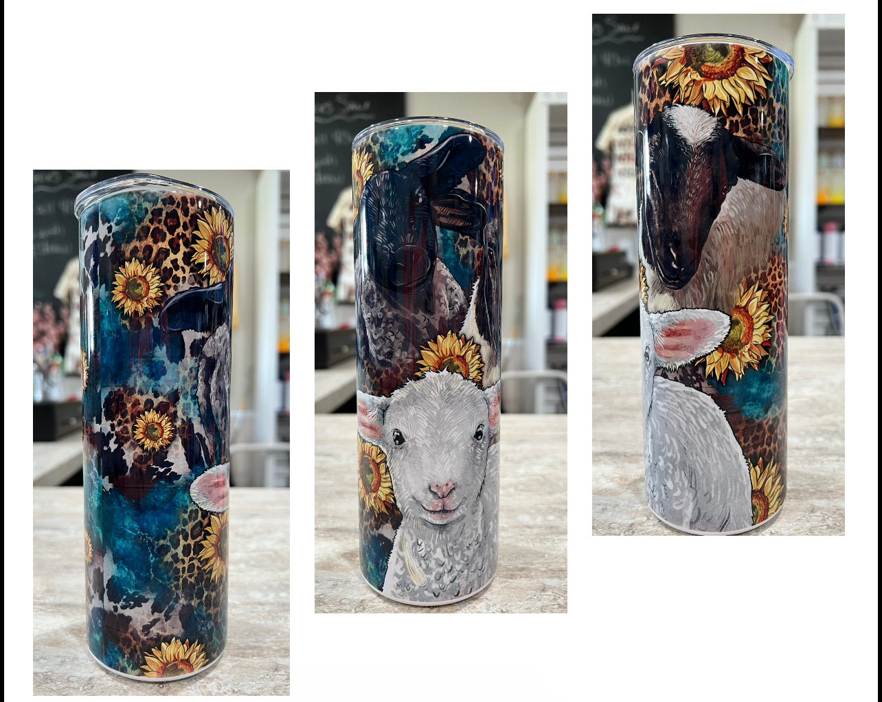 SHEEP/LAMB SUNFLOWER WESTERN LEOPARD 20 OZ TUMBLER
