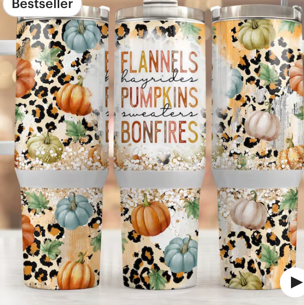 Flannels Pumpkins Bonfires 40 oz Tumbler