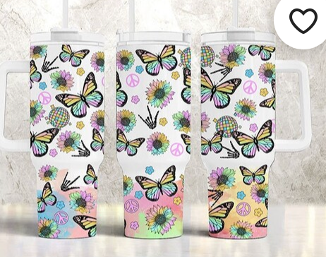 Flower Butterfly Peace 40 oz Tumbler