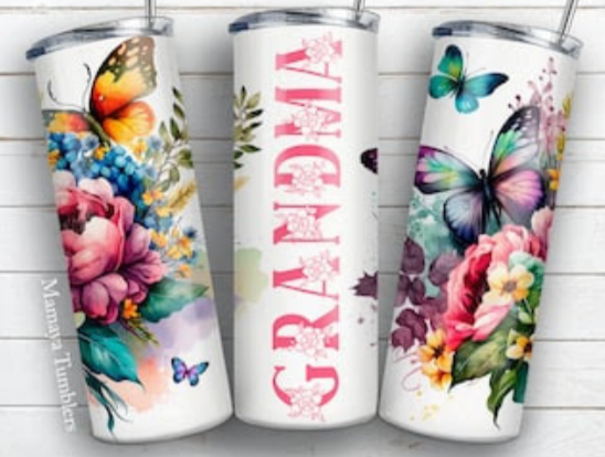 Grandma/Mamaw Flower Butterfly 20 oz Tumbler