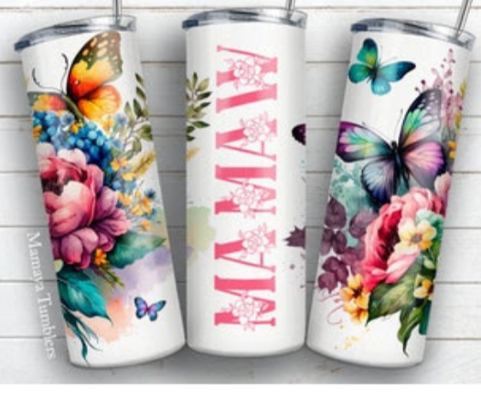 Grandma/Mamaw Flower Butterfly 20 oz Tumbler
