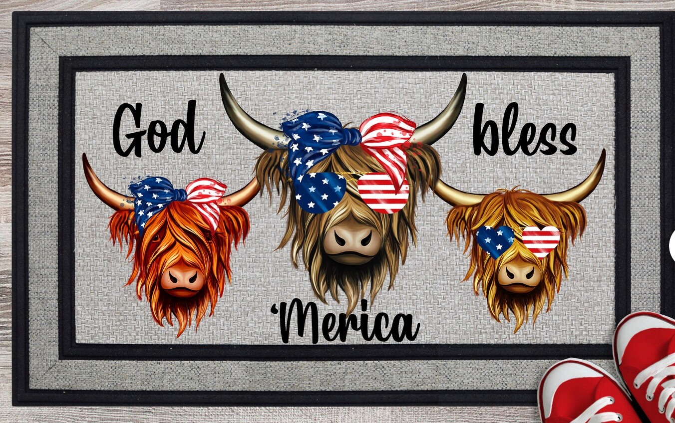 DOOR MAT- GOD BLESS MERICA