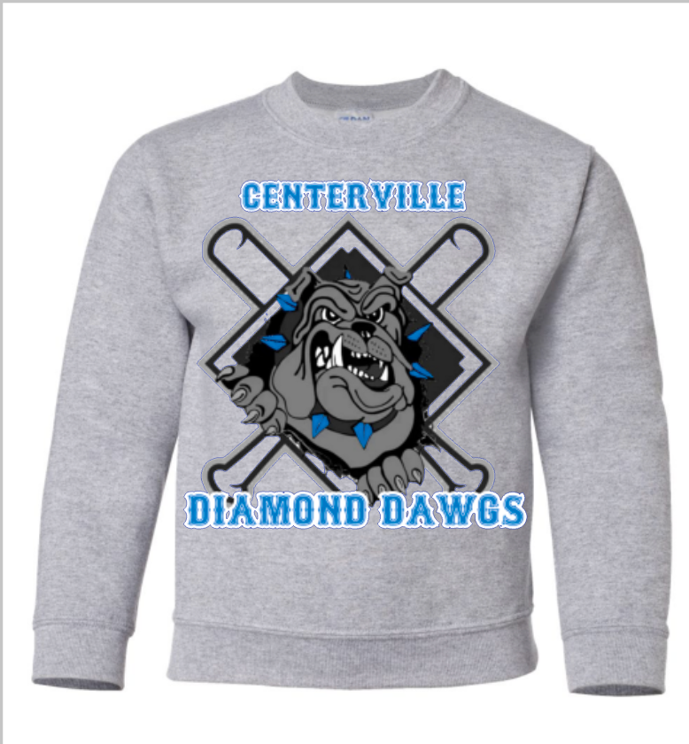 CENTERVILLE DIAMOND DAWGS YOUTH CREWNECK SWEATSHIRTS