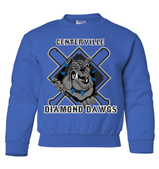 CENTERVILLE DIAMOND DAWGS YOUTH CREWNECK SWEATSHIRTS
