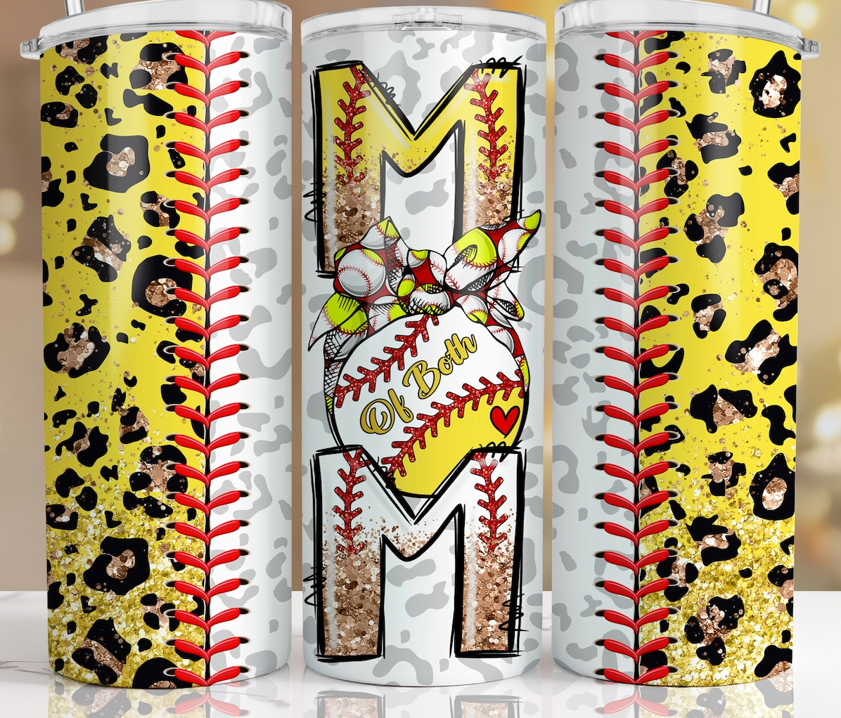 MOM OF BOTH 20 OZ TUMBLER SOFTBALL & BASEBALL