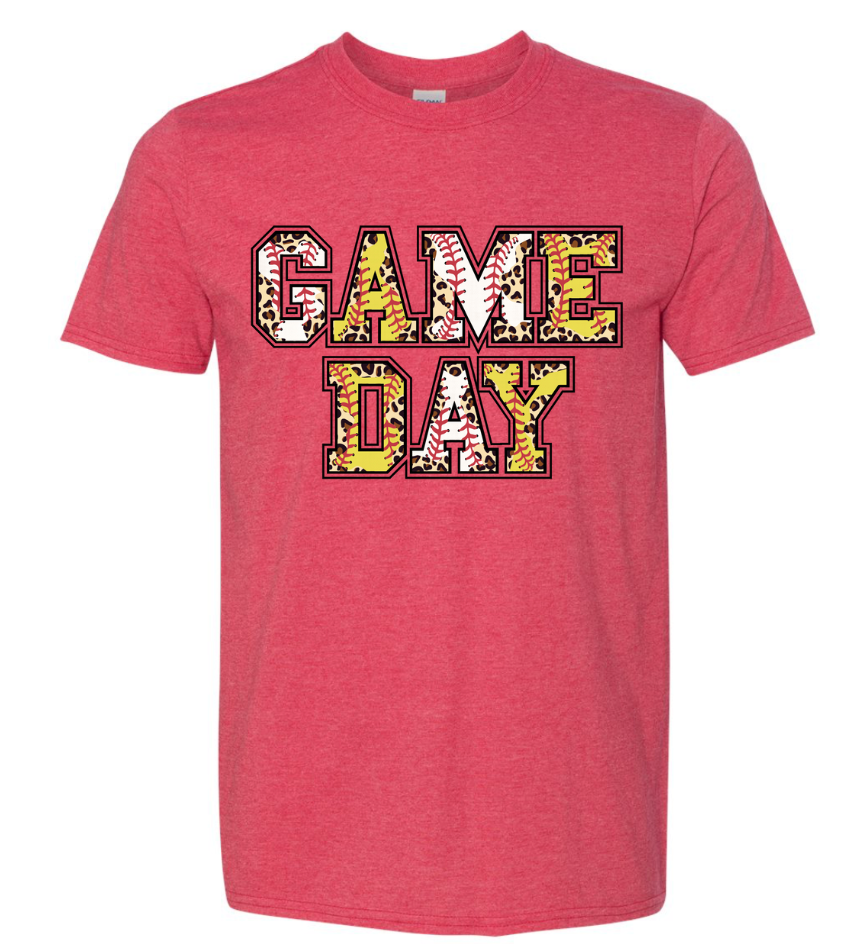 GAME DAY BASEBALL AND SOFTBALL CHEETAH PRINT SHIRT