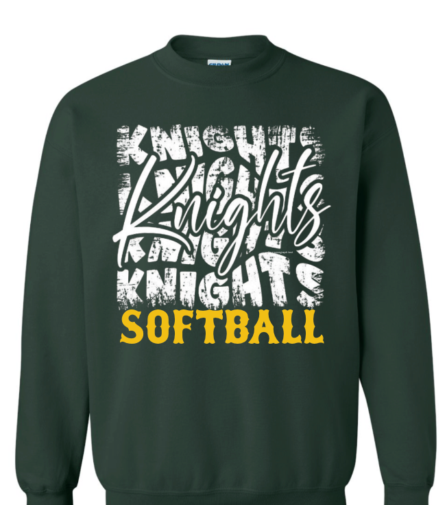 DISTRESSED KNIGHTS FOREST GREEN SOFTBALL SHIRT