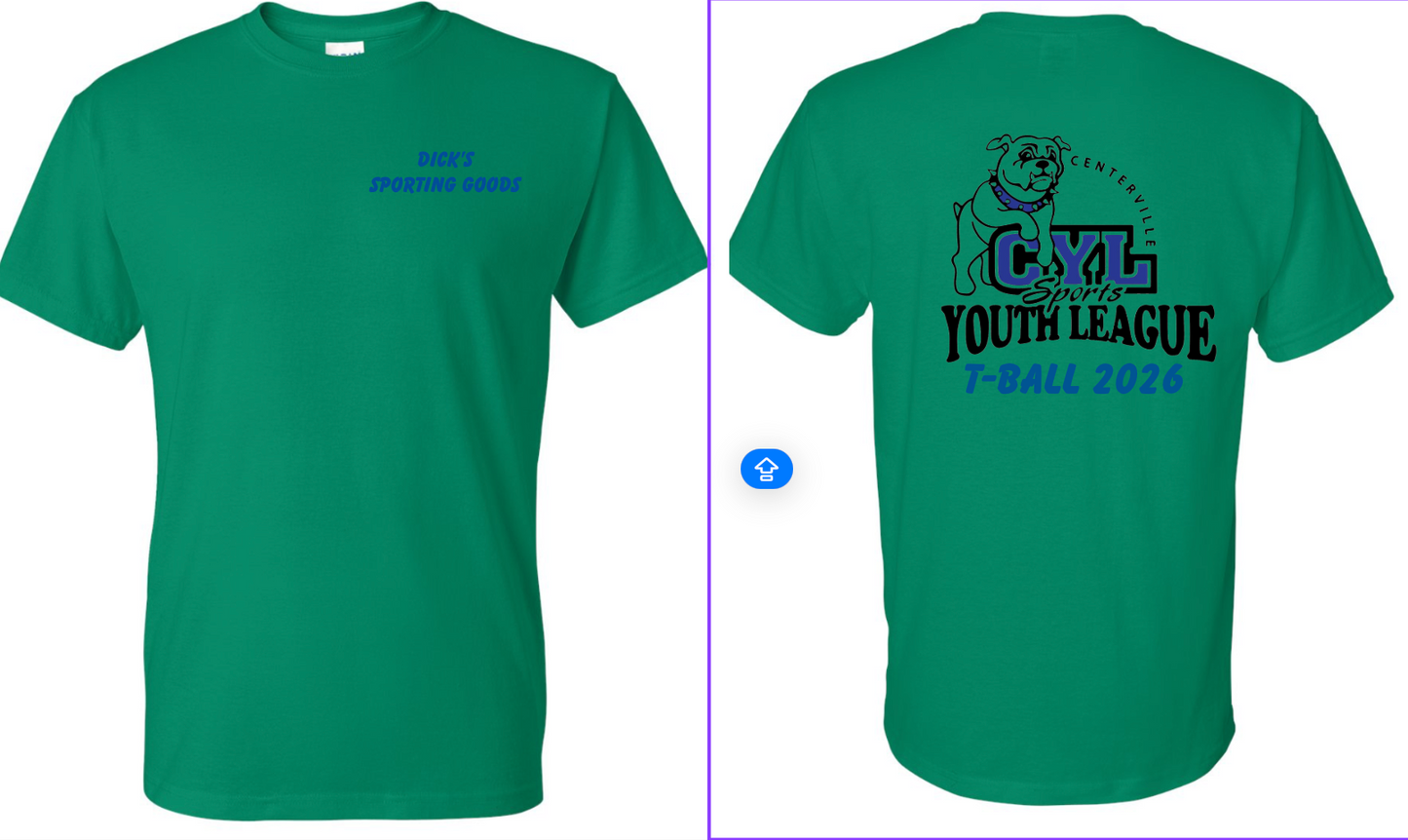CENTERVILLE YOUTH LEAGUE T-BALL TSHIRTS