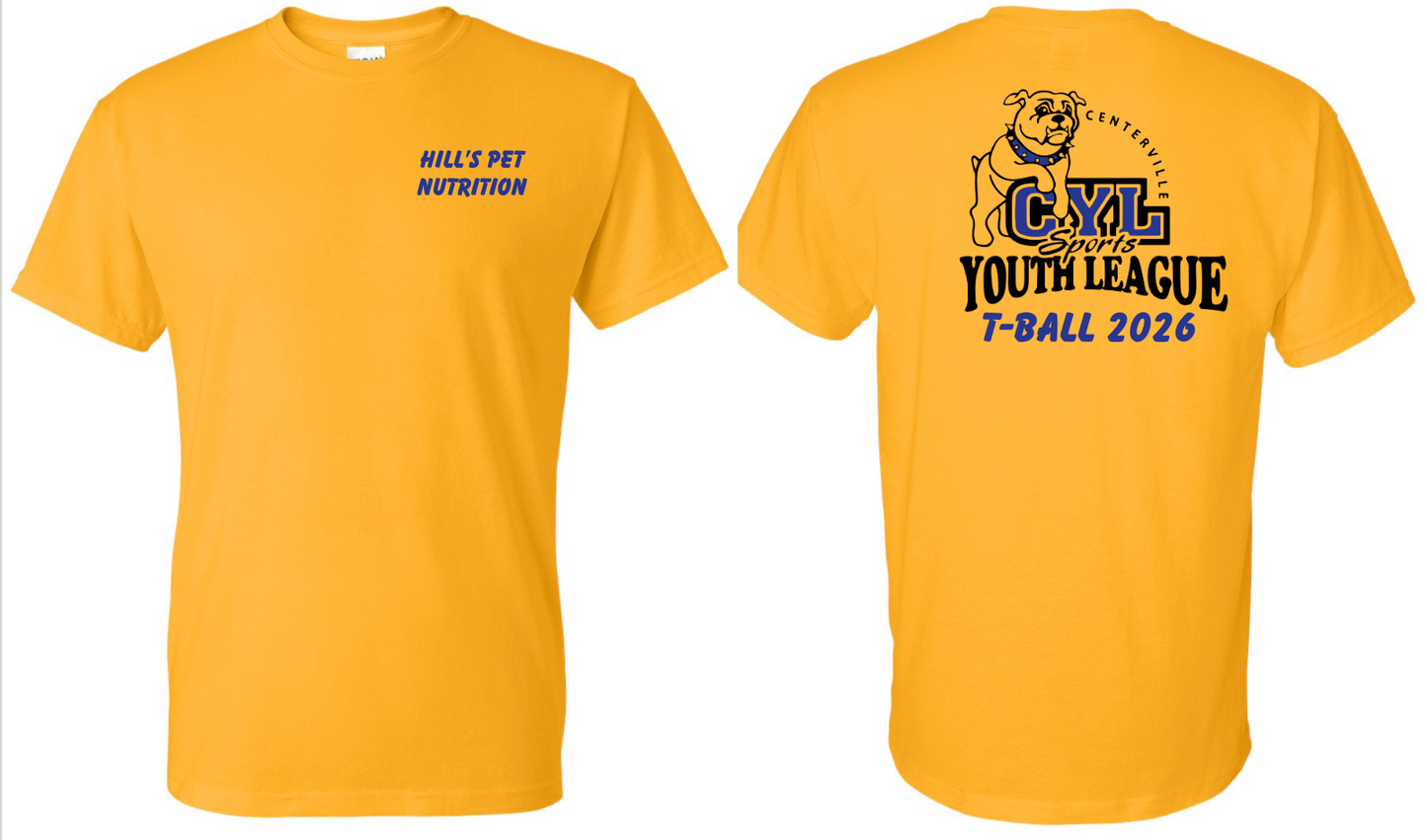 CENTERVILLE YOUTH LEAGUE T-BALL TSHIRTS