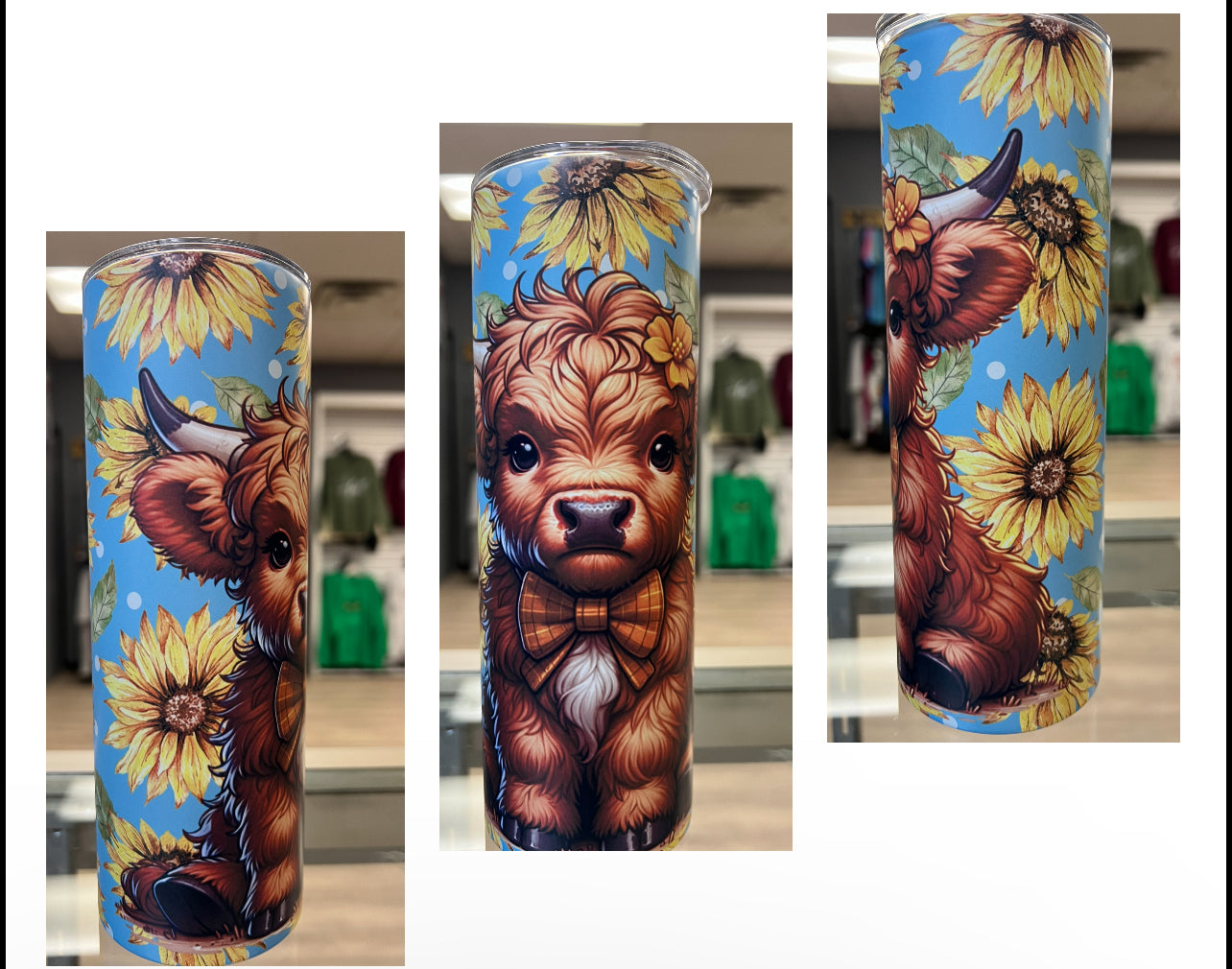 BABY HIGHLAND COW SUNFLOWER 20 OZ TUMBLER