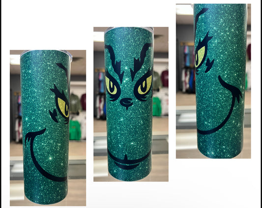 GREEN FACE CHRISTMAS MAN 20 OZ TUMBLER