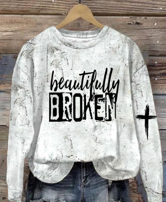 BEAUTIFULLY BROKEN CREWNECK COMFORT COLOR SWEATSHIRT