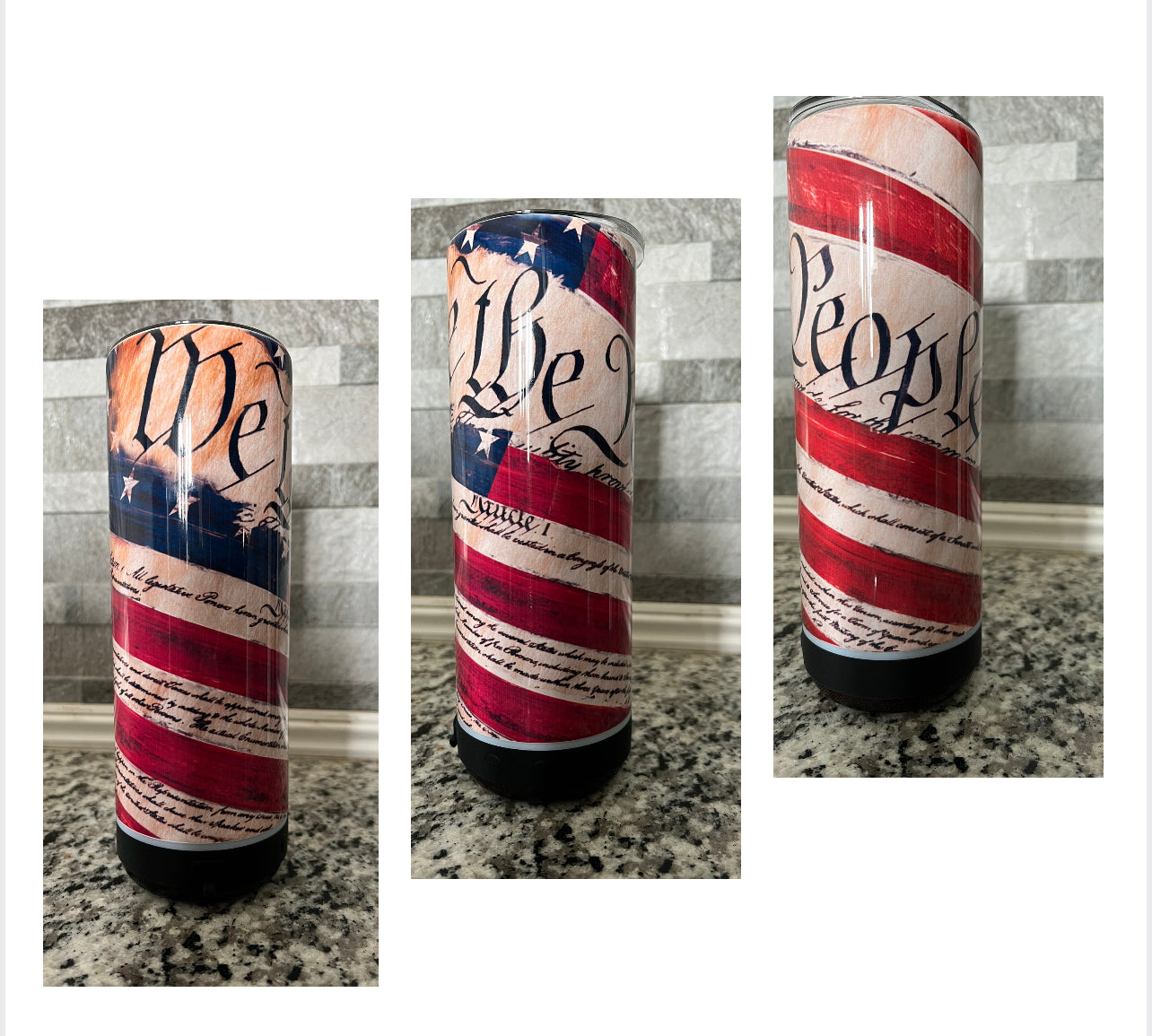 WE THE PEOPLE AMERICAN FLAG BLUETOOTH SPEAKER TUMBLER