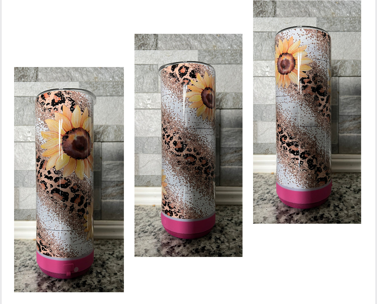 SUNFLOWER GLITTER SPRINKLE BLUETOOTH SPEAKER TUMBLER