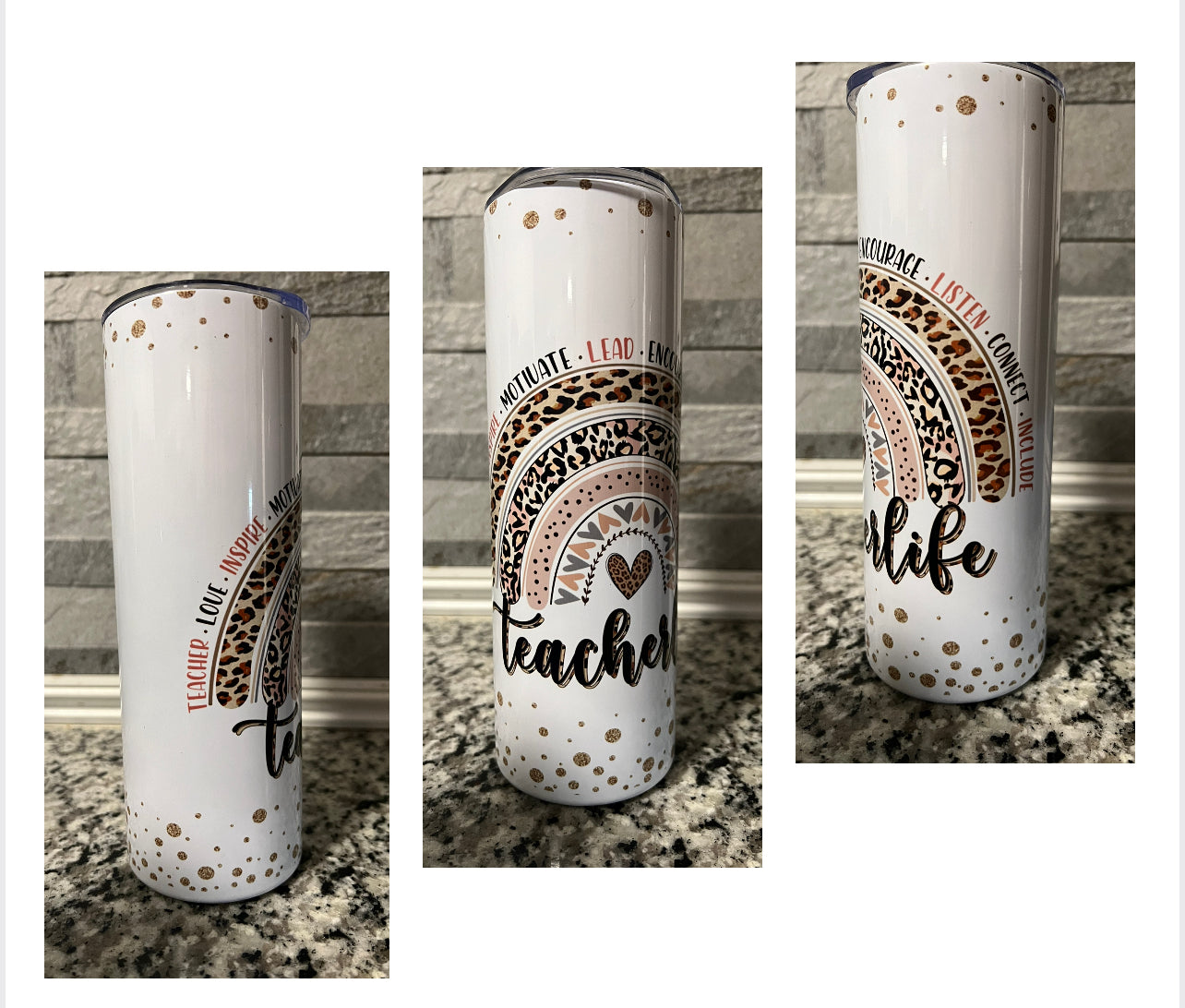 TEACHER LIFE RAINBOW LEOPARD 20 OZ TUMBLER