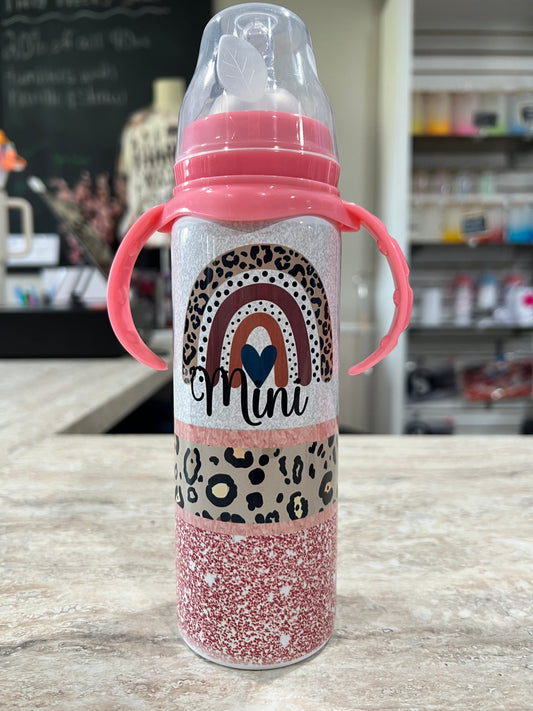MINI PINK GLITTER BAABY BOTTLE WITH PINK LID