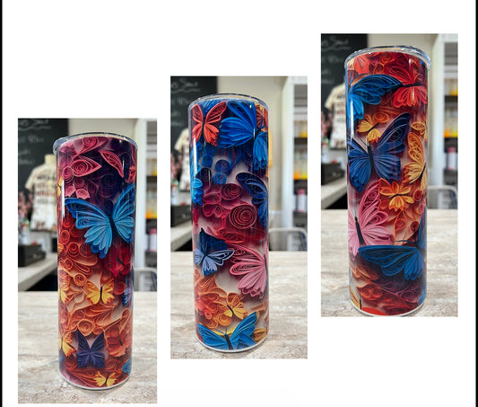 BUTTERFLY 3D COLORFUL 20 OZ TUMBLER