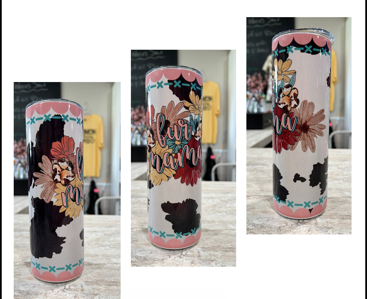 FUR MAMA COW PRINT 20 OZ TUMBLER