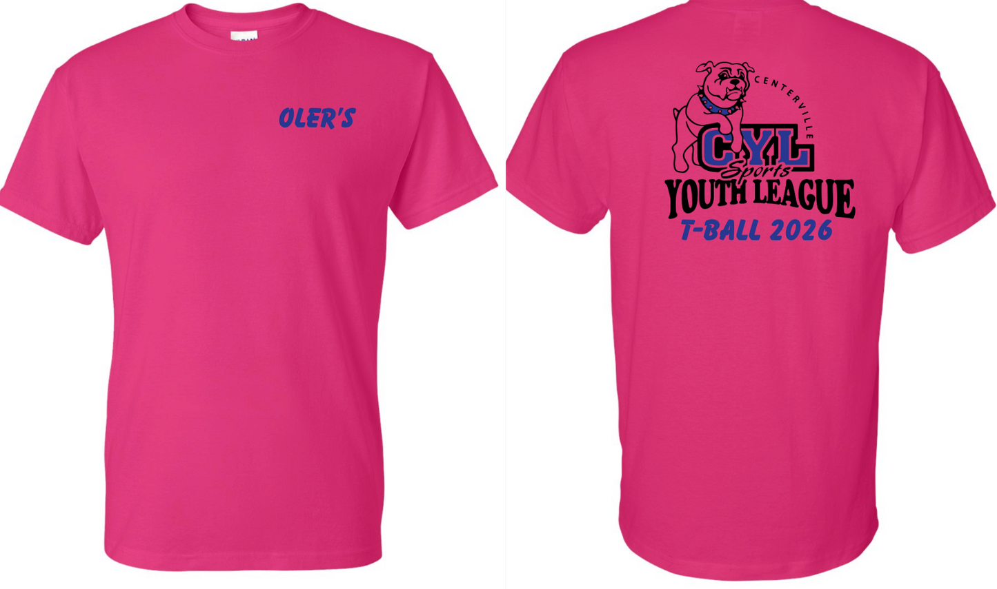 CENTERVILLE YOUTH LEAGUE T-BALL TSHIRTS
