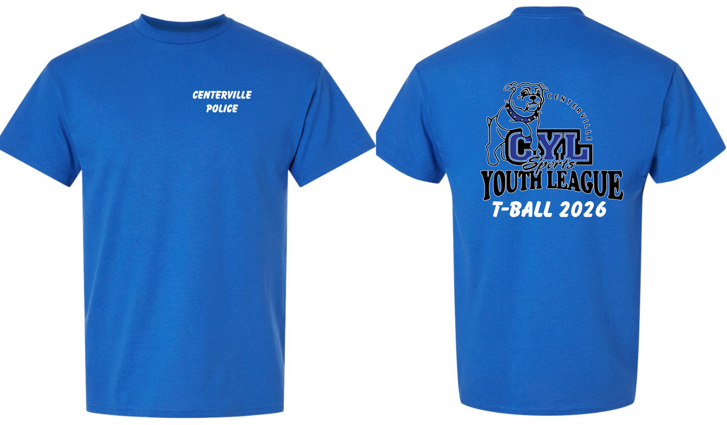 CENTERVILLE YOUTH LEAGUE T-BALL TSHIRTS
