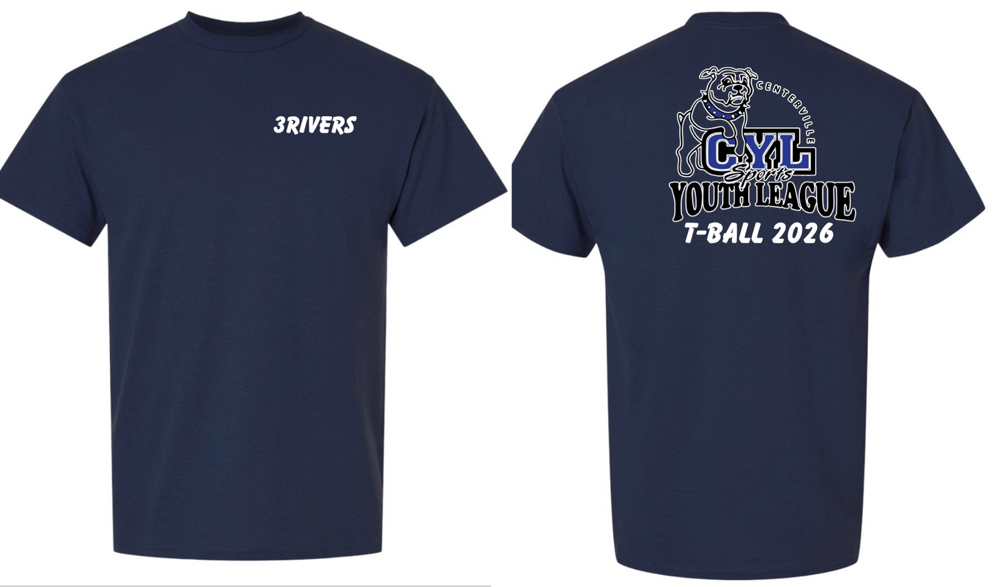 CENTERVILLE YOUTH LEAGUE T-BALL TSHIRTS