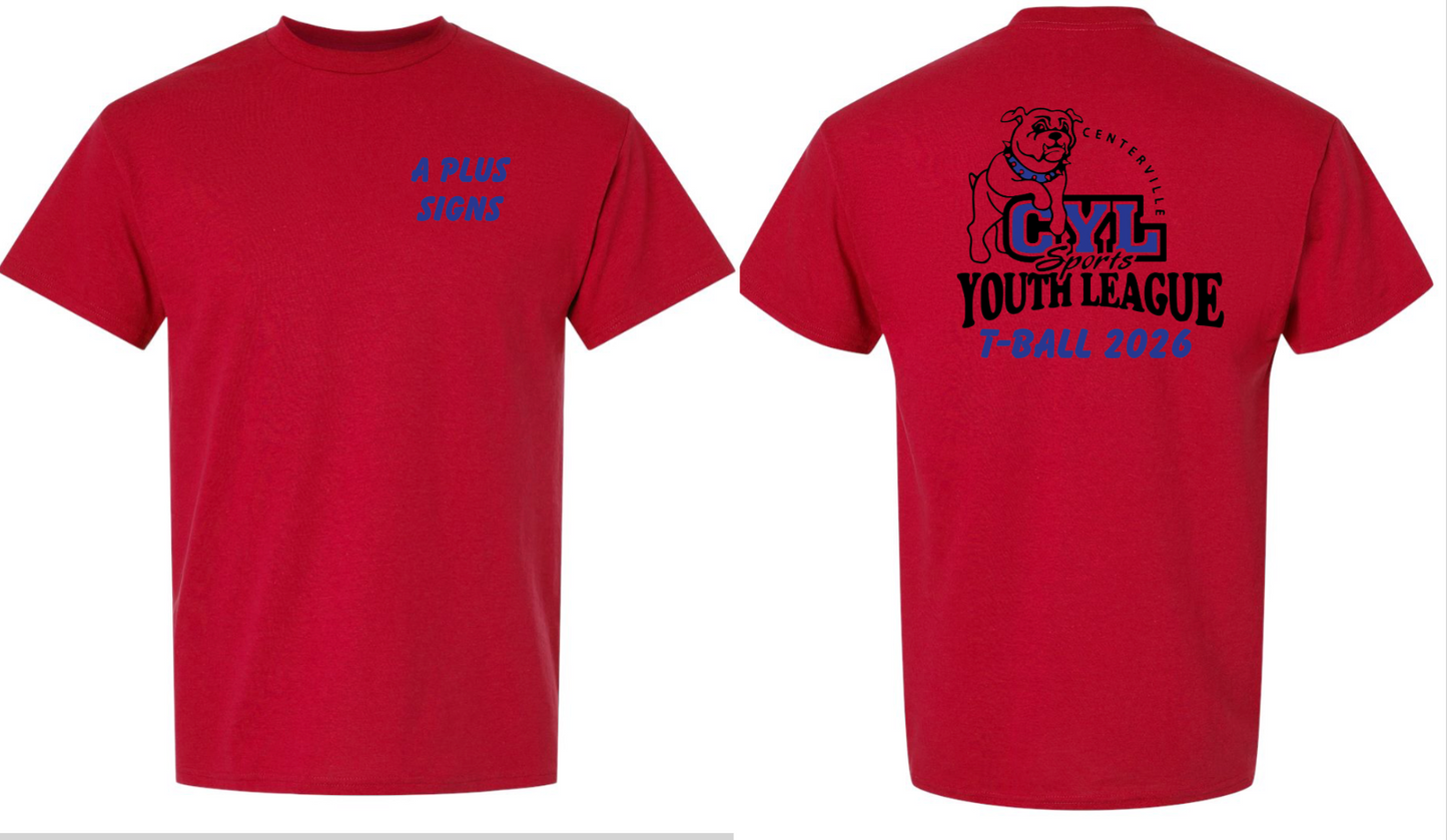 CENTERVILLE YOUTH LEAGUE T-BALL TSHIRTS