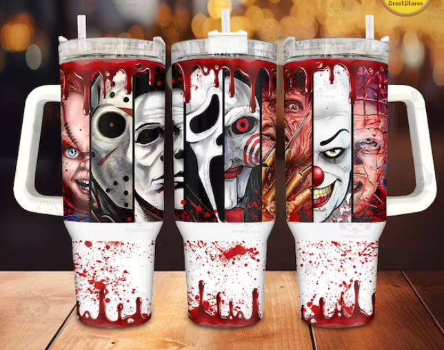 Horror Movie Killers Blood Splatter 40 oz Tumbler