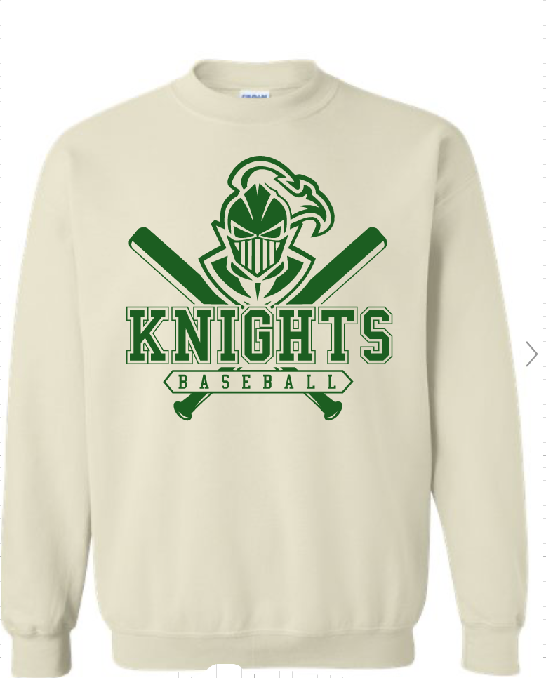 KNIGHTS X BASEBALL ON SAND COLORED CREWNECK SWEATSHIRT