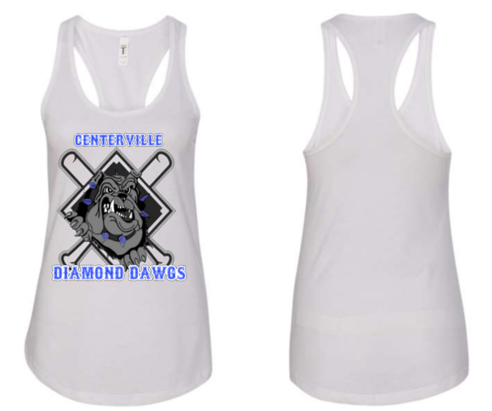 CENTERVILLE DIAMOND DAWGS WOMENS RACER BACK TANK TOPS