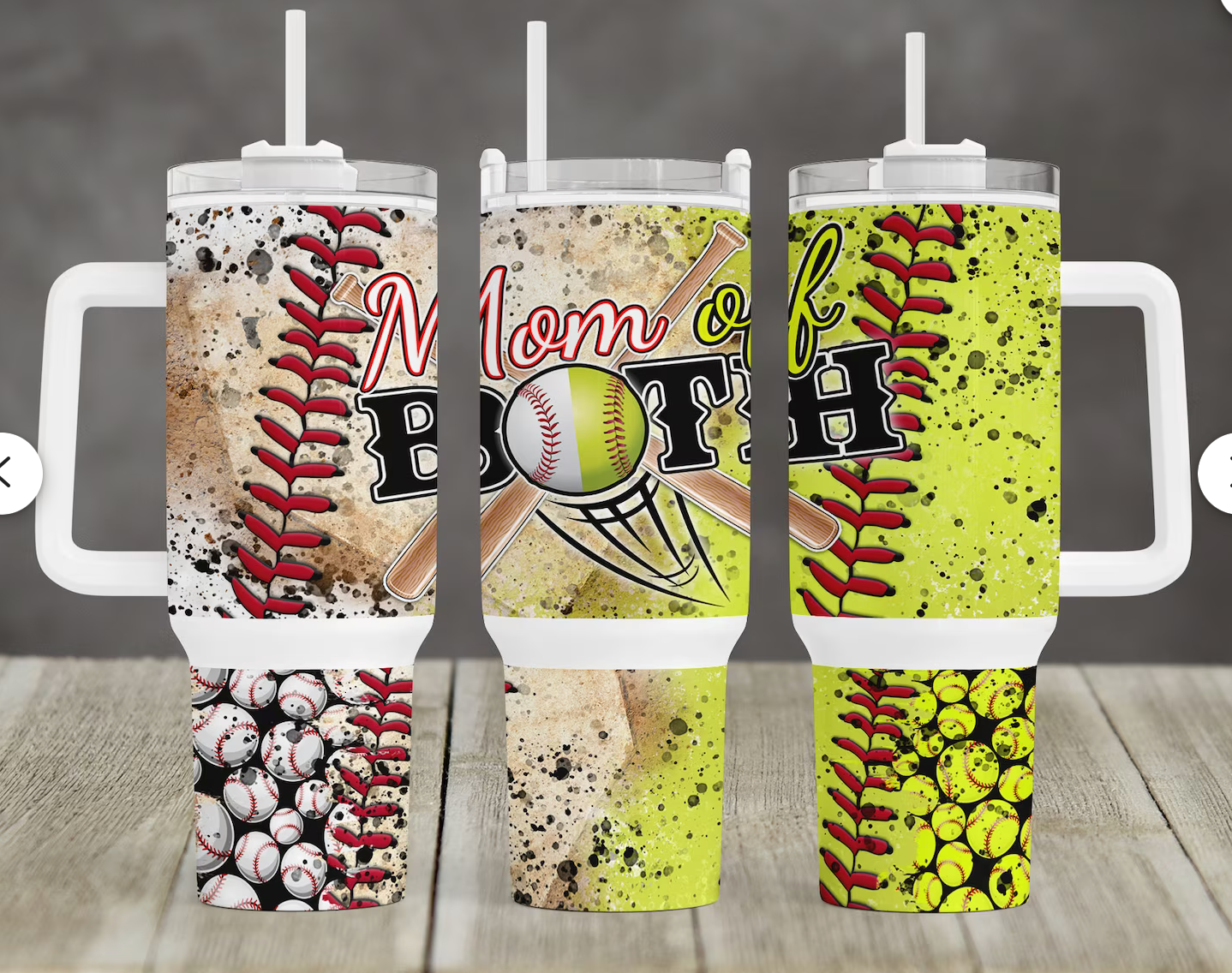 MOM OF BOTH 40 OZ TUMBLER SOFTBALL & BASEBALL