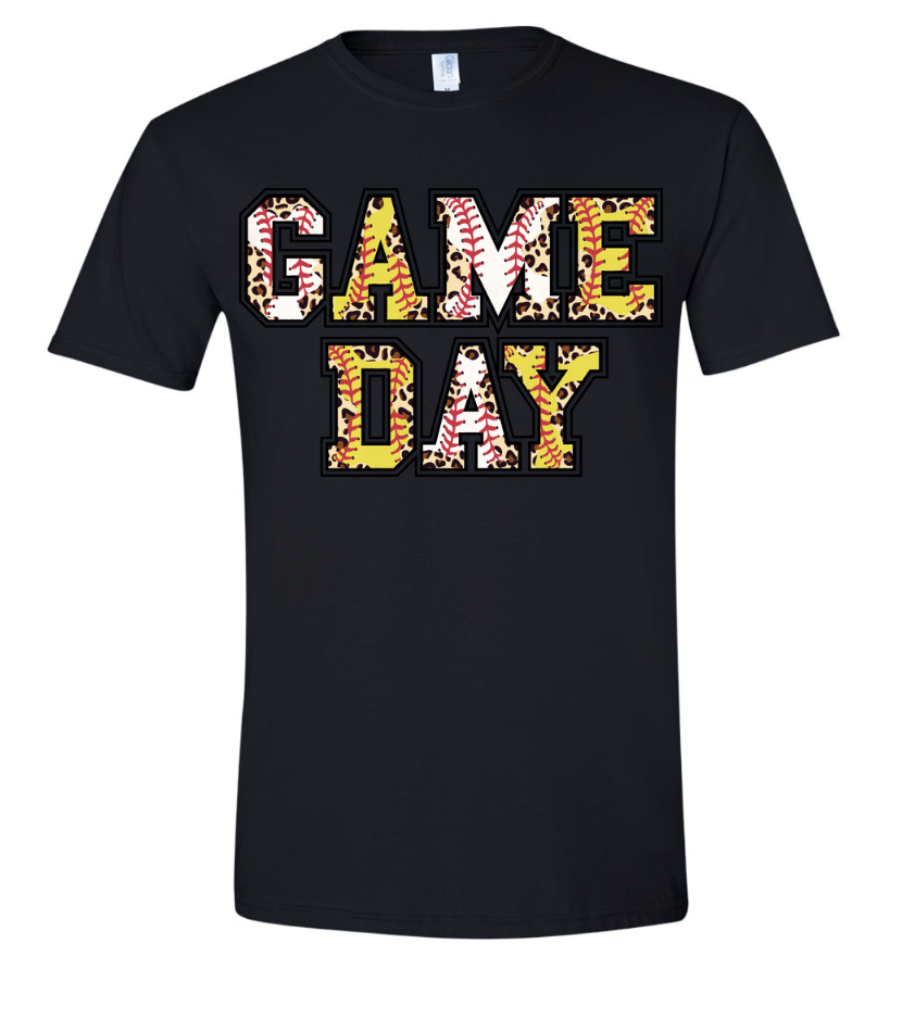 GAME DAY BASEBALL AND SOFTBALL CHEETAH PRINT SHIRT