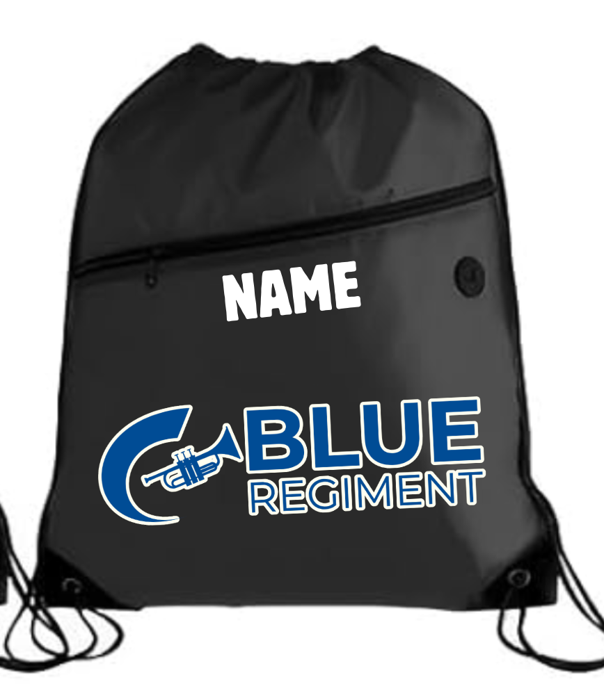 BLUE REGIMENT DRAWSTRING BAGS WITH ZIPPER POCKET