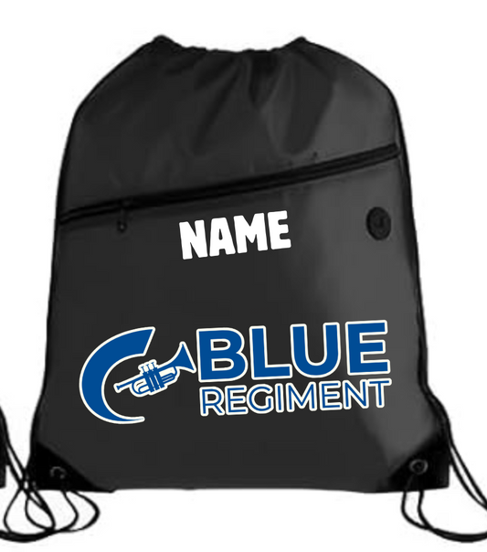 BLUE REGIMENT DRAWSTRING BAGS WITH ZIPPER POCKET