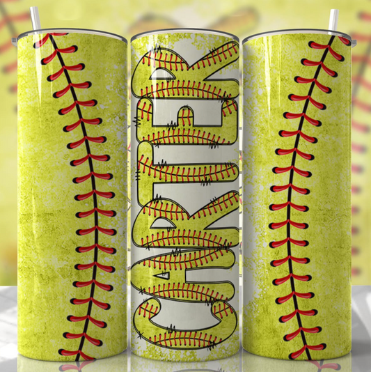 SOFTBALL 20 OZ PERSONALIZED TUMBLER