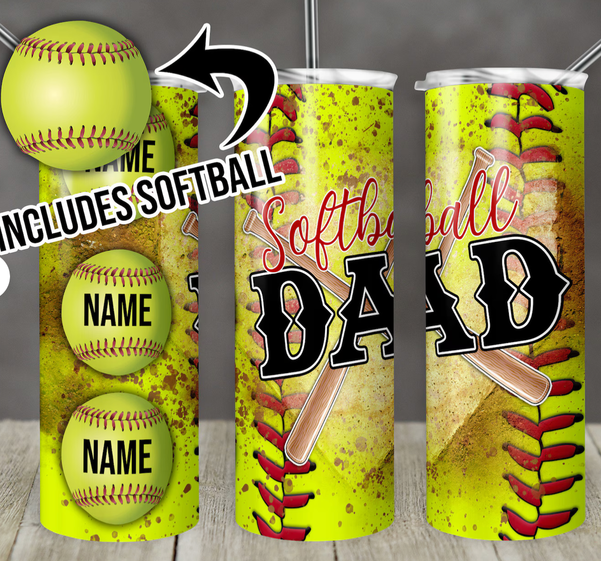 SOFTBALL DAD AND MOM 20 OZ PERSONALIZED TUMBLER