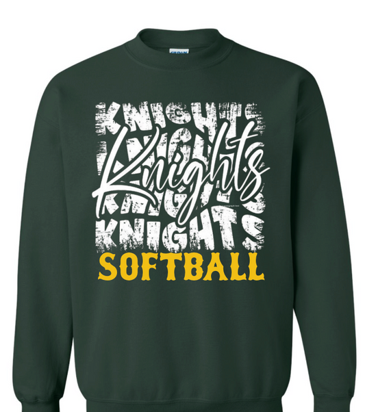 DISTRESSED KNIGHTS FOREST GREEN  SOFTBALL SHIRT