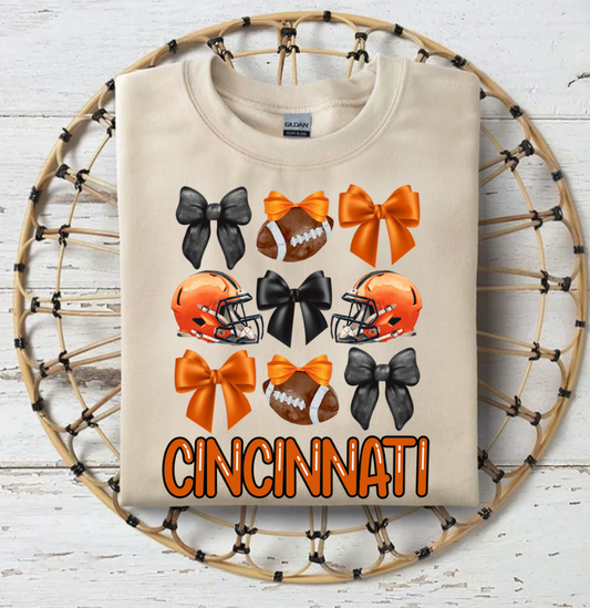 CINCINNATI FOOTBALL COQUETTE STYLE SHIRTS